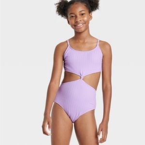 Girls' Forever Vacay Solid One Piece Swimsuit - art class™ Purple